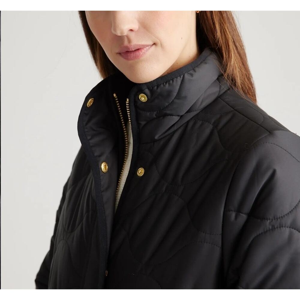 QUINCE Women's Featherless Quilted Long Puffer Jacket Size Large Black Outerwear - Picture 6 of 16